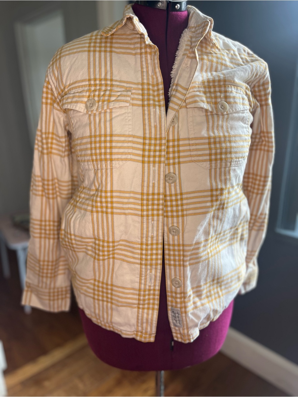 Gorpcore Eddie Bauer Shacket Shirt Jacket Flannel Sherpa Fleece Lined Small